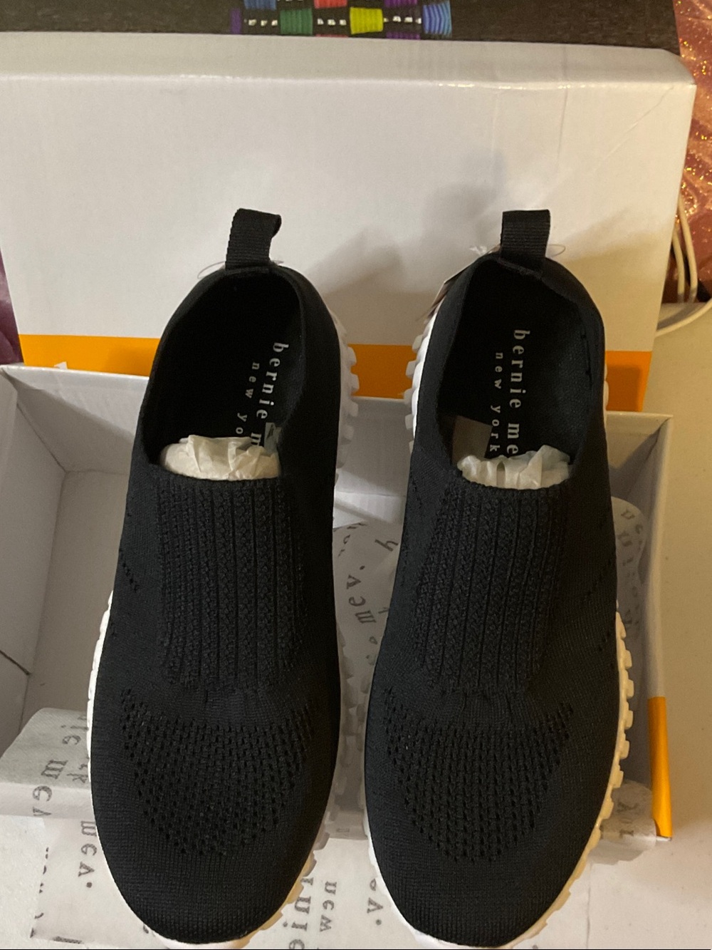 Shoes 14 - bernie mev. Black Knit Slip-On Men's Sneakers with White Sole